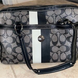 Black, gray leather Coach purse, hobo bag